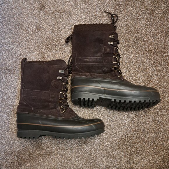 Lands' End Men's brown tall winter duck boots US 8 - Picture 3 of 12